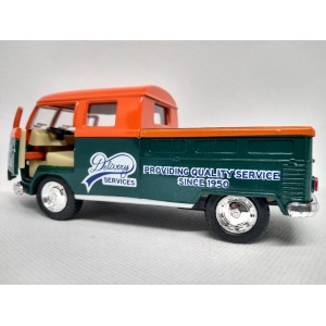   Miniatura Volkswagen Bus Dougle Cab Pickup 1963 (verde e laranjado) 1:34 Kismart