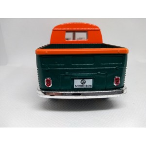  Miniatura Volkswagen Bus Dougle Cab Pickup 1963 (verde e laranjado) 1:34 Kismart