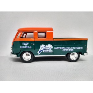   Miniatura Volkswagen Bus Dougle Cab Pickup 1963 (verde e laranjado) 1:34 Kismart