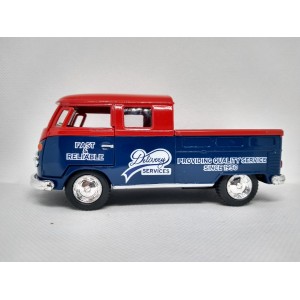 Miniatura Volkswagen Bus Dougle Cab Pickup 1963 (azul e vermelho) 1:34 - Kinsmart
