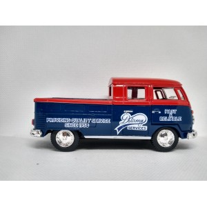 Miniatura Volkswagen Bus Dougle Cab Pickup 1963 (azul e vermelho) 1:34 - Kinsmart