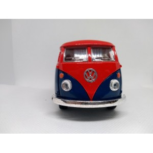 Miniatura Volkswagen Bus Dougle Cab Pickup 1963 (azul e vermelho) 1:34 - Kinsmart