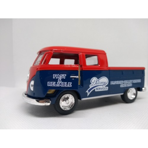 Miniatura Volkswagen Bus Dougle Cab Pickup 1963 (azul e vermelho) 1:34 - Kinsmart