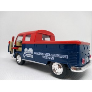 Miniatura Volkswagen Bus Dougle Cab Pickup 1963 (azul e vermelho) 1:34 - Kinsmart